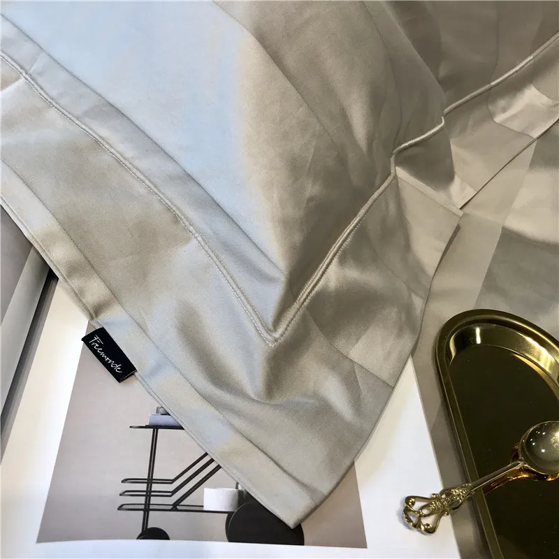 barato Branco Cinza Luxo Hotel Conjunto De Cama Rainha Rei Tamanho Lençol Lençol Lençol Capa Edredão Algodão Egípcio Sedoso Conjunto Roupa Cama