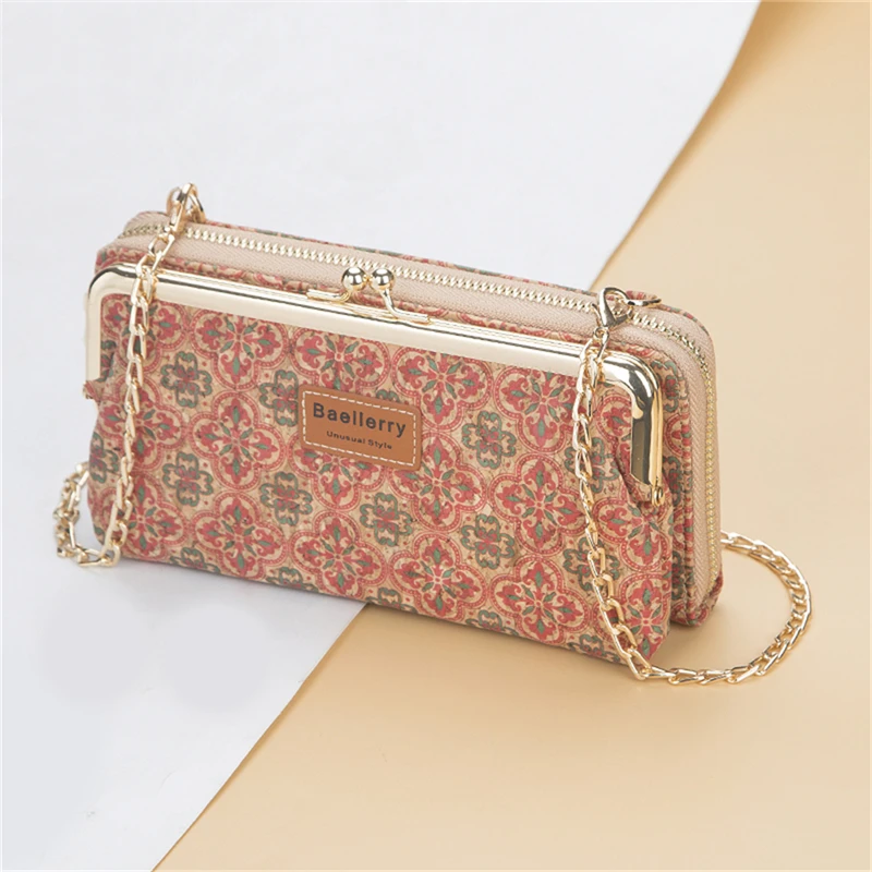 

Women Shoulder Bag Retro Geometric Floral Printed PU Leather Fashion Crossbody Bag Female Flap Walltes