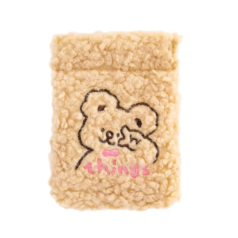 

W&G Milkjoy Plush Clip Bag Cute Animal Embroidery Ins Plush Earphone Storage Bag Women 2021 New
