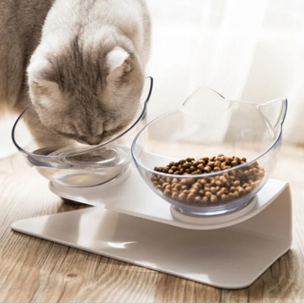 

Нескользящая двойная миска для кошек с подставкой, миска для кормления кошек, миски для питомцев, товары для домашних животных