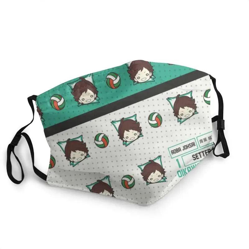 

Маска для лица Oikawa Tooru с узором Aoba Johsai, Пылезащитная маска Haikyuu для взрослых, моющийся респиратор, маска