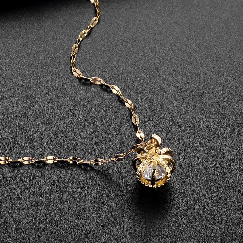 Ожерелье из титановой стали цвета розового золота антиаллергенное и не