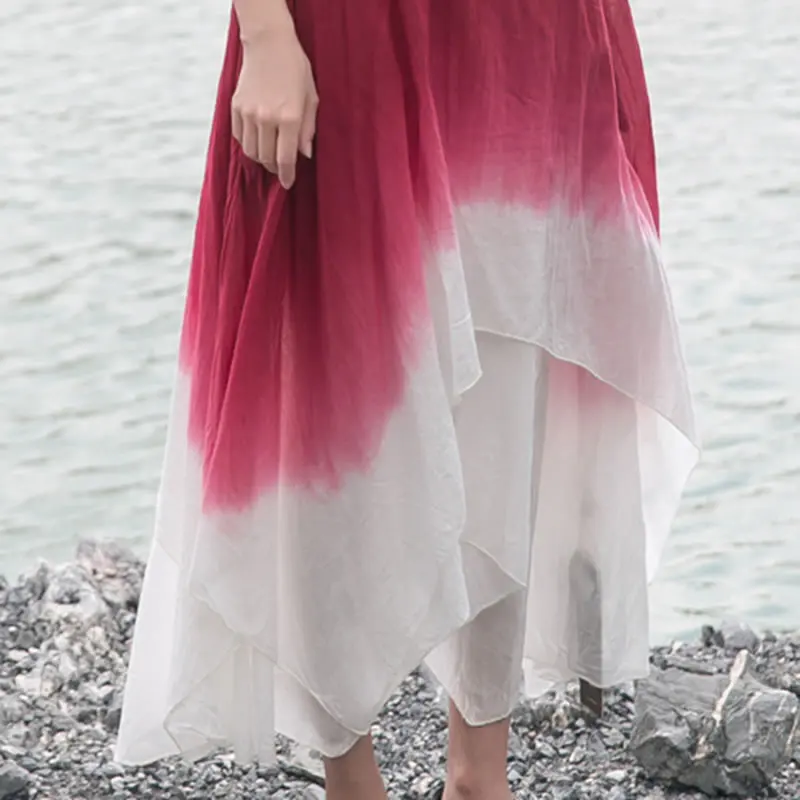 

XITAO New Gradient Camisole Dress Double Layer Irregular Hem Summer Simplicity Casual Loose Fashion Trendy Women CLL1080