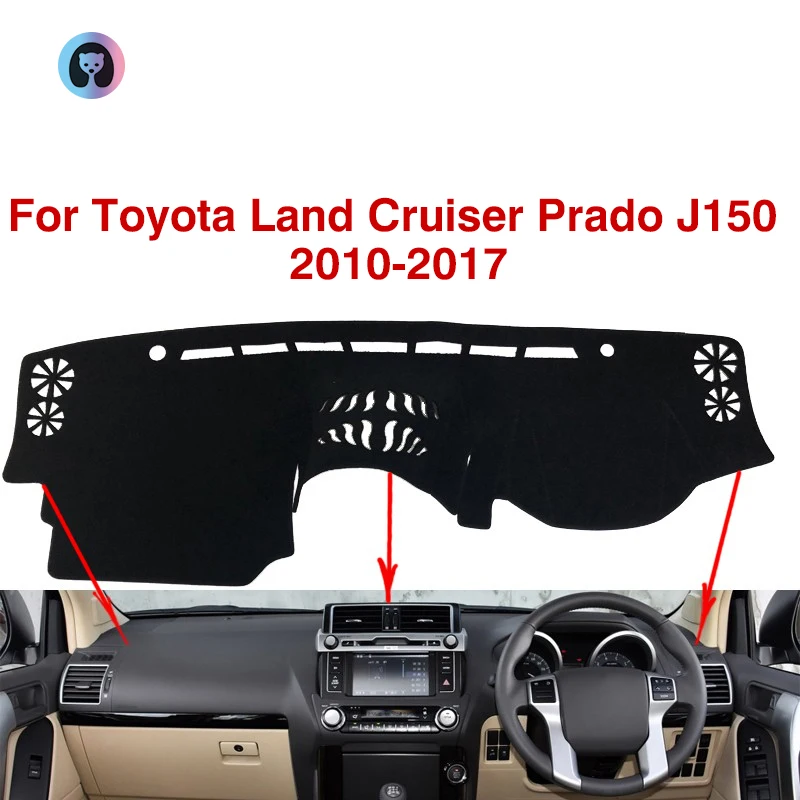 Противоскользящий коврик для приборной панели Toyota Land Cruiser Prado J150 фланелевый