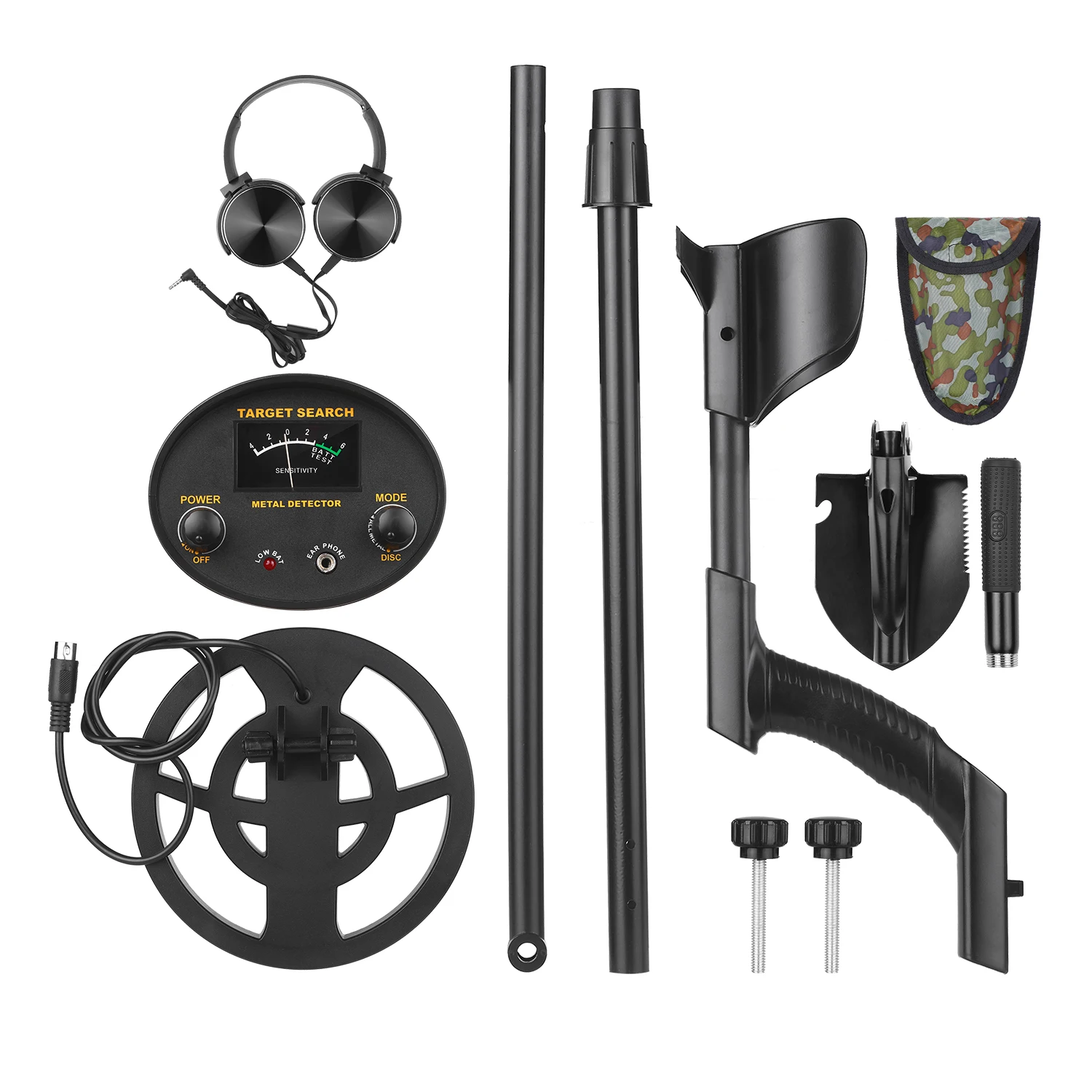 

Metal Detector Dual Mode High-Accuracy Metal Finder with Waterproof Search Coil Adjustable Stem with Low Battery Indicator