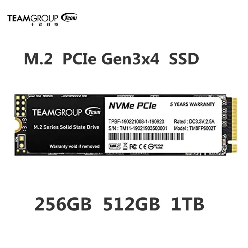 

TEAMGROUP SSD MP33 256GB 512GB 1TB NAND TLC NVMe 1.3 PCIe Gen3x4 M.2 2280 Internal Solid State Drive Compatible with Laptop PC
