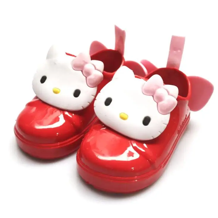 Красный Стиль hello kitty пластиковые сандалии для девочек дышащая детская обувь детские сандалии - Цвет: Красный