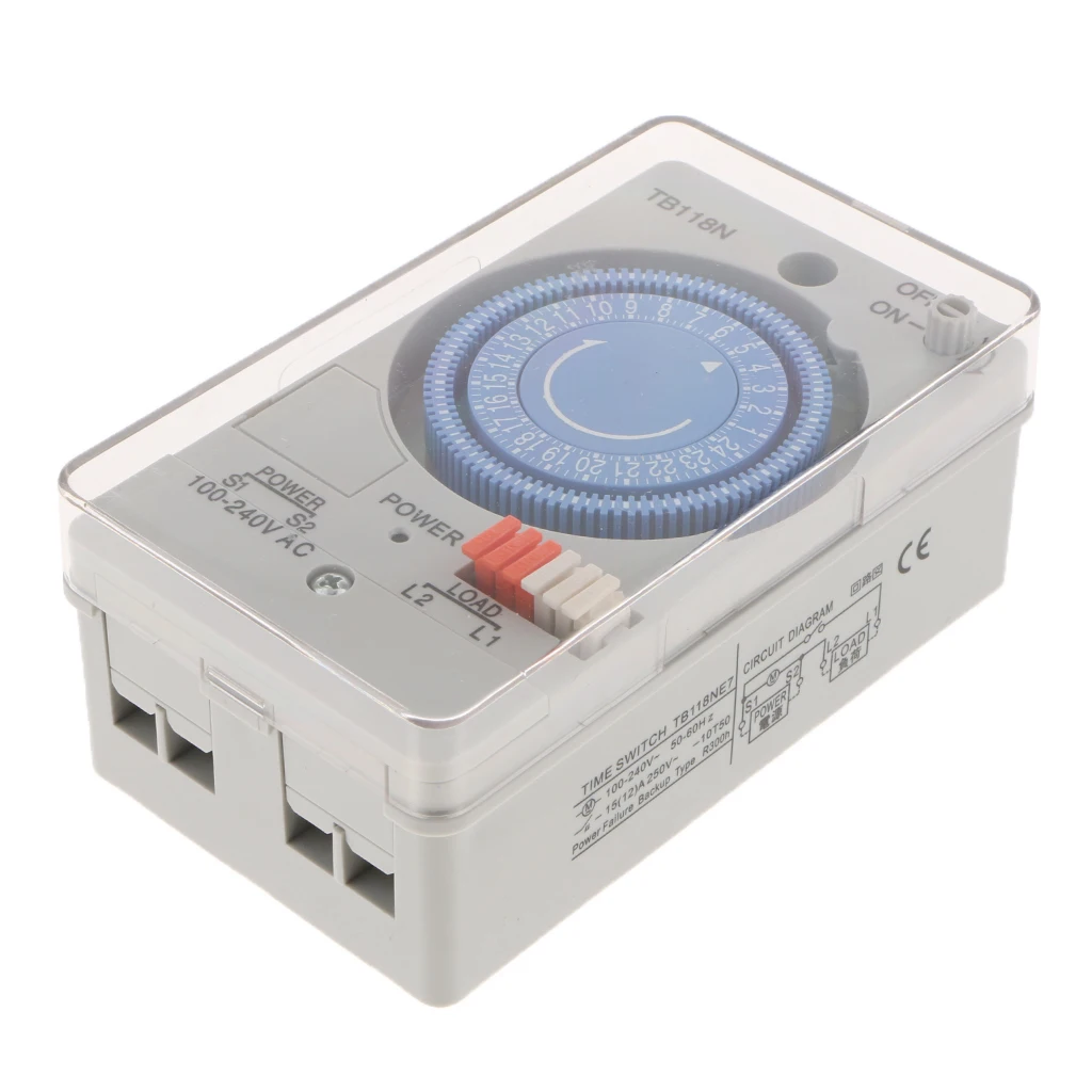 

AC 100V-240VAC Mechanical Time Switch Chronometry Timer with Clear Cover, Din