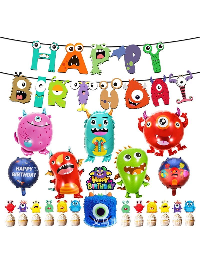 Мультяшный монстр инопланетянин украшение на день рождения воздушный шар баннер