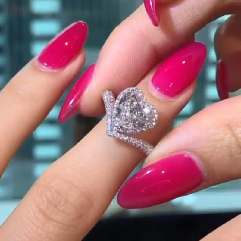 

Классические кольца вечность в форме сердца для женщин Bling Белый кубический цирконий свадебный аксессуар горячие ювелирные изделия