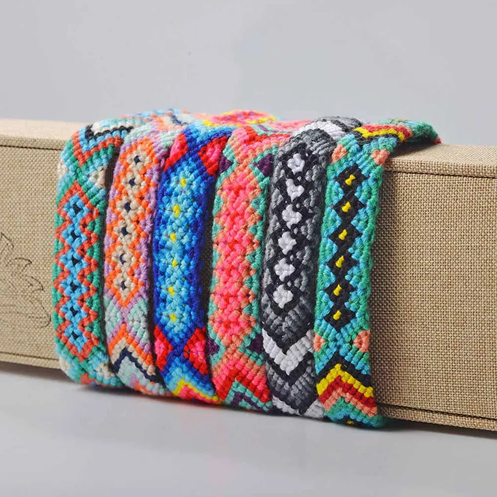 Модные богемные ретро этнические ветряные тканые браслеты счастливые