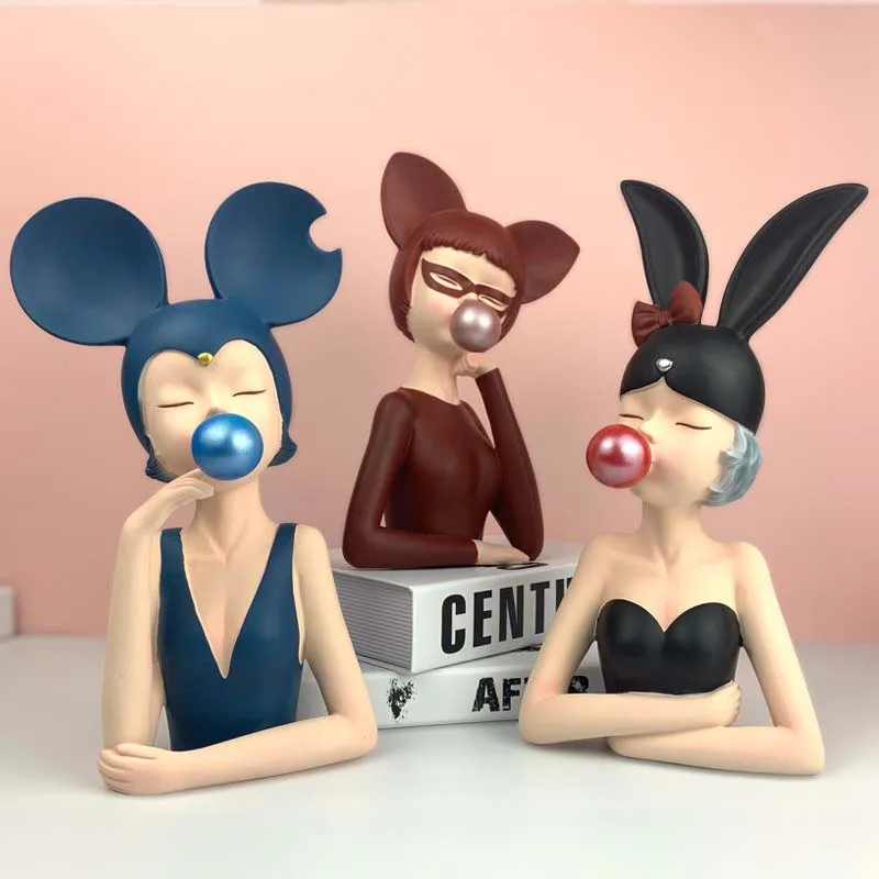 Скандинавский пузырь Скульптура девушки характер статуя креативный настольный