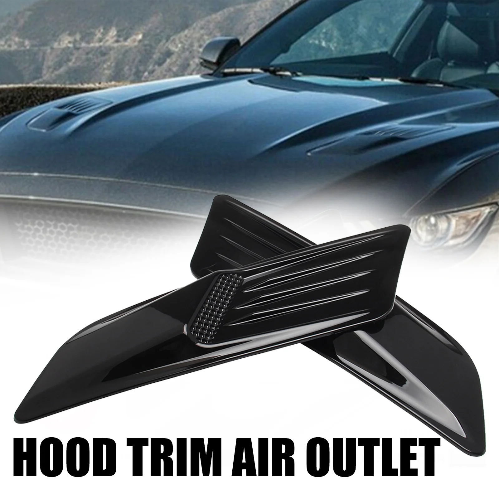 

1PairCarExteriorDecorationCarHoodStickersBlackUniversalSideAirIntakeFlowVentCoverDecorativeCar-styling