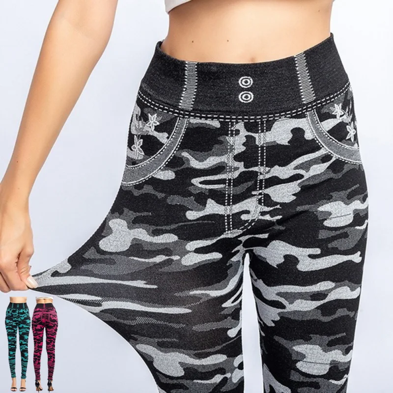 

Women Camouflage Sports Yoga Leggings High Waist Gym Fitness Running Pants Seamless Stitching Hollow Sports Workout Leggings