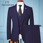 Мужской повседневный деловой костюм из трех предметов, Блейзер, жилет и брюки