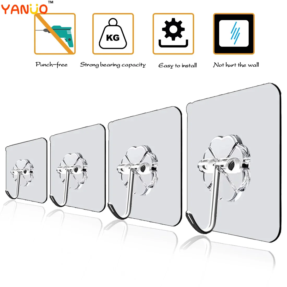 

10/20 шт., прозрачные настенные крючки на присоске