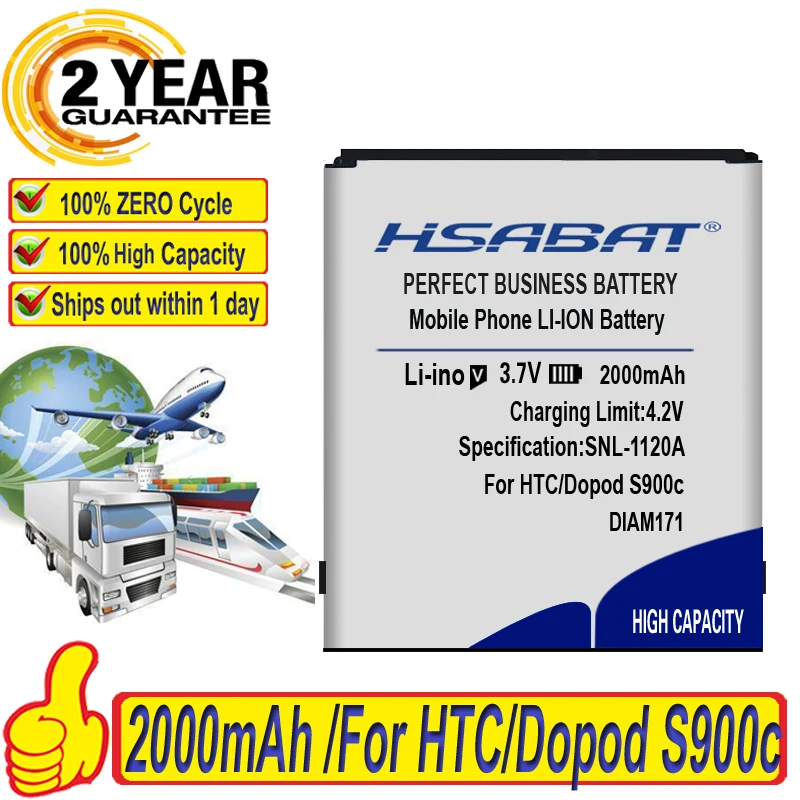 Топ бренд 100% Новый 2000 мАч DIAM171 аккумулятор для HTC/Dopod S900c Herman 500 Рафаэль 100101800 T7272 T7278