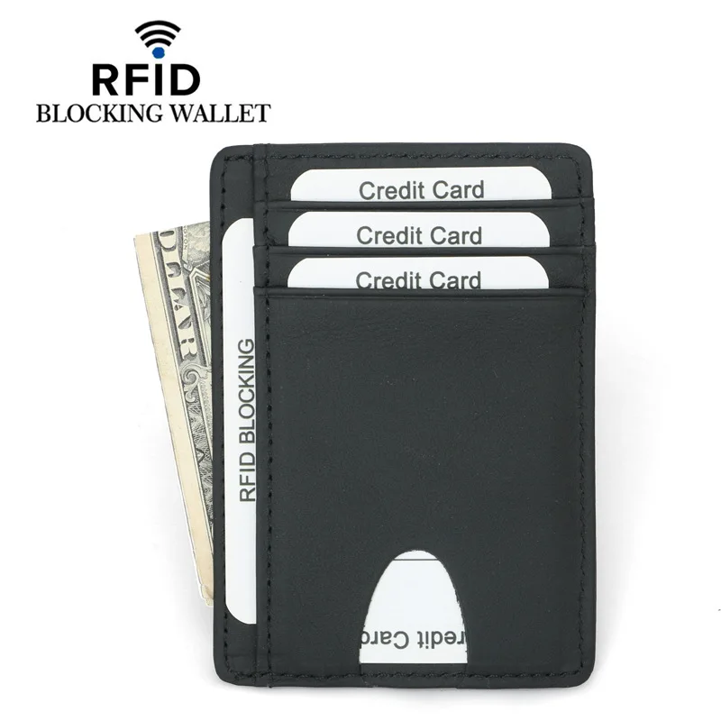 Новый тонкий кожаный бумажник с блокировкой RFID держатель для кредитных карт