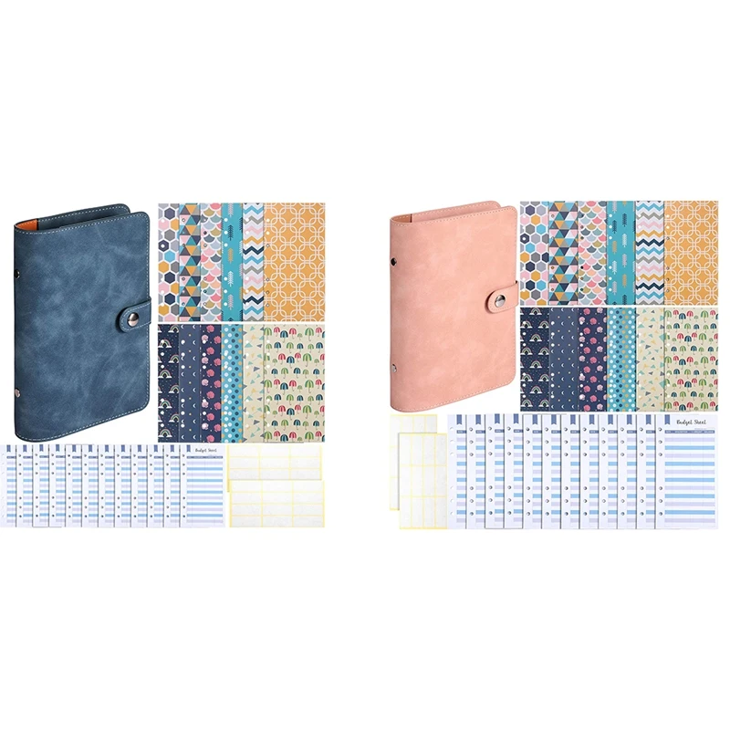 

A6 из искусственной кожи блокнот, 6 связующее кольцо Обложка, 12 шт. бюджетных конвертов, бюджетные листы