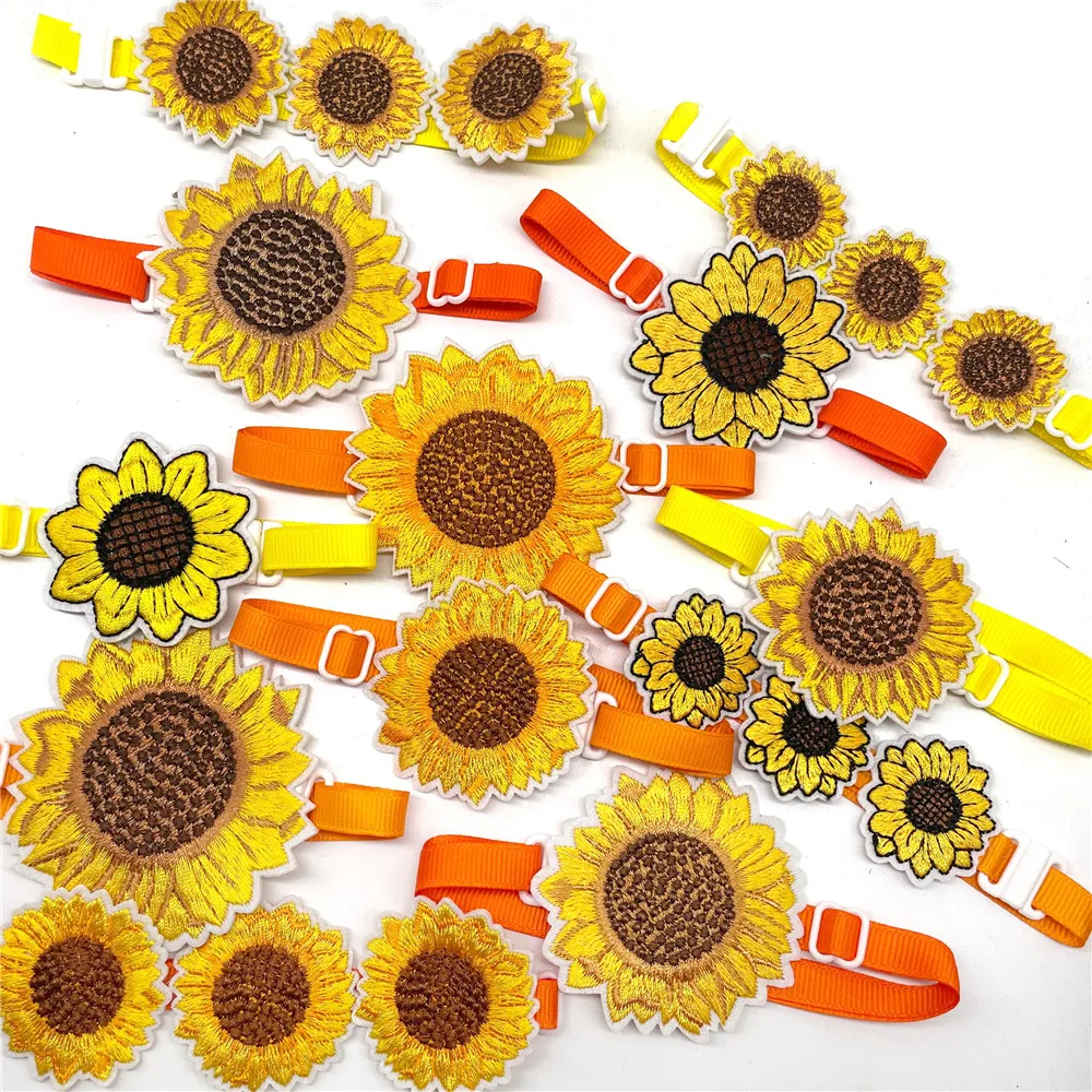 30/50pcs Fall Style Pet Dog Bow Tie Dog Grooming Supplies Pet Accessories Adjustable Dog Sunflower Style Bow Ties for Small Dog