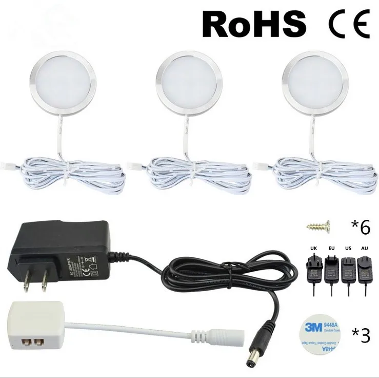 2 5 W светодиодные лампы под шкафом шайба Свет ультра тонкий круглый декоративный