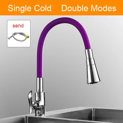 Senlesen Single Cold& Mixer Water Kitchen Faucet Silica Gel Nose Any Direction Rotating Torneira Cozinha Single Handle Tap - Цвет: cold 2-ways