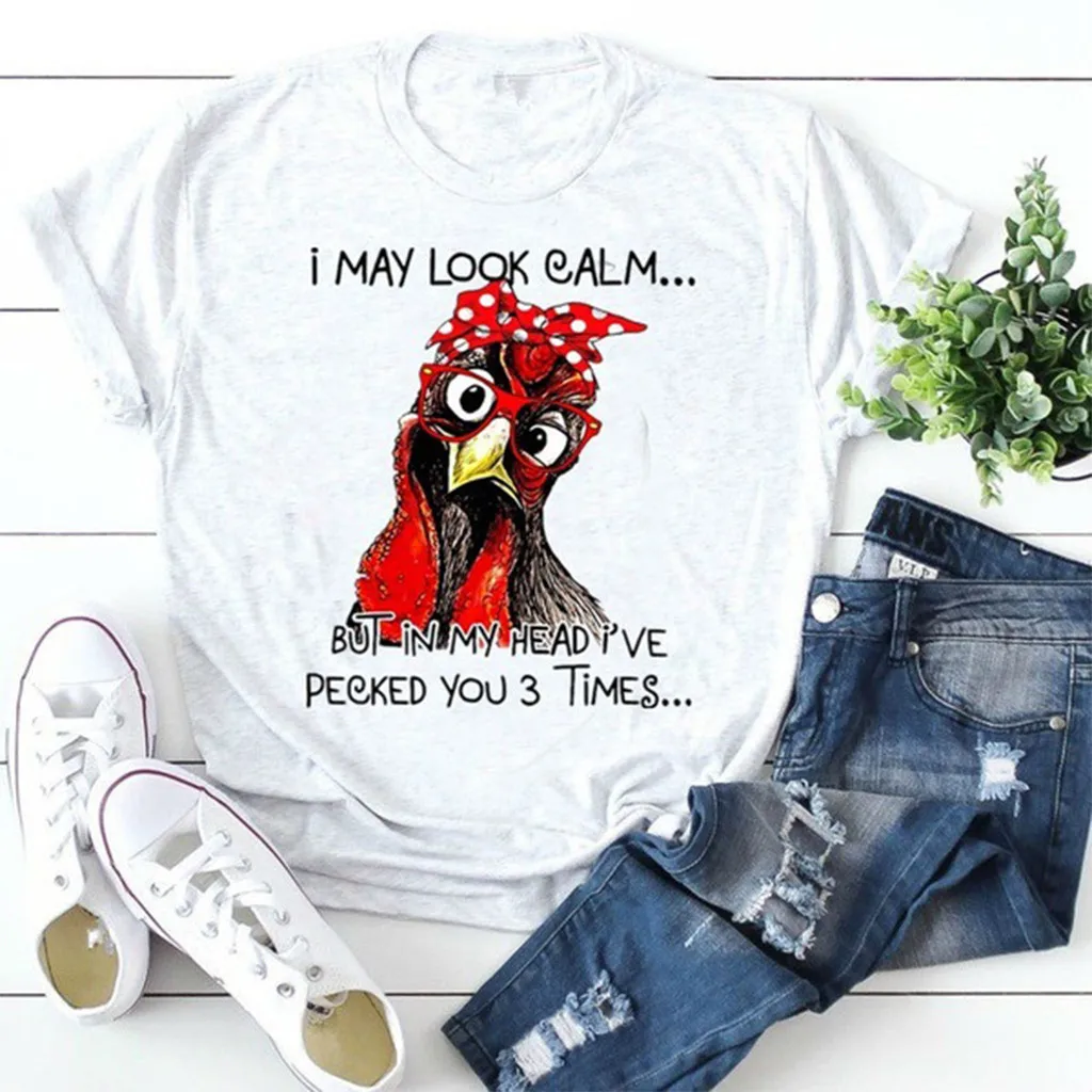 Мужская Футболка с принтом петуха круглый вырез короткий рукав топы Забавный