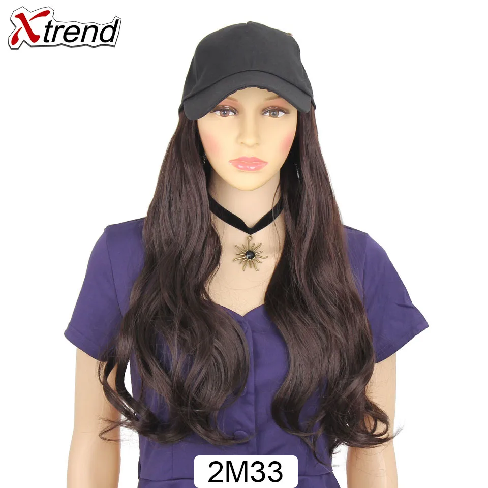Xtrend Baseball Hat With Wavy Hair Extensions cap with hair for sassy sporty girl Long Synthetic extension - Цвет: 2M33