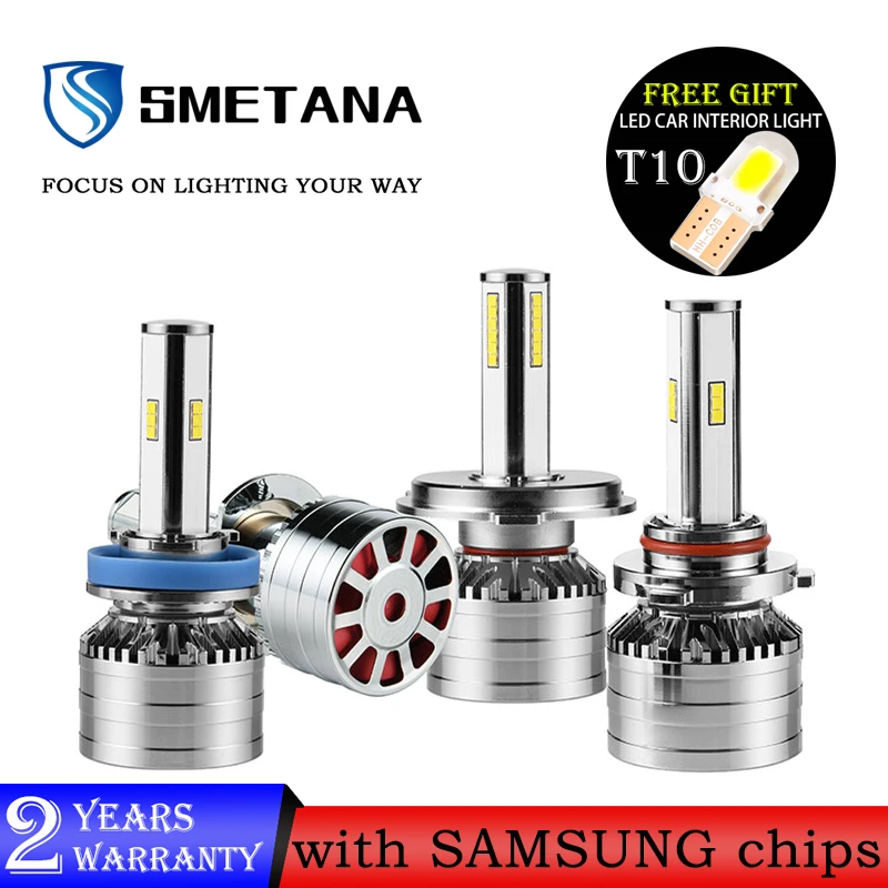 SMETANA 2 шт. мини Canbus H4 H7 LED H8 H9 H11 9005 9006 Светодиодная Автомобильная фара светодиодная