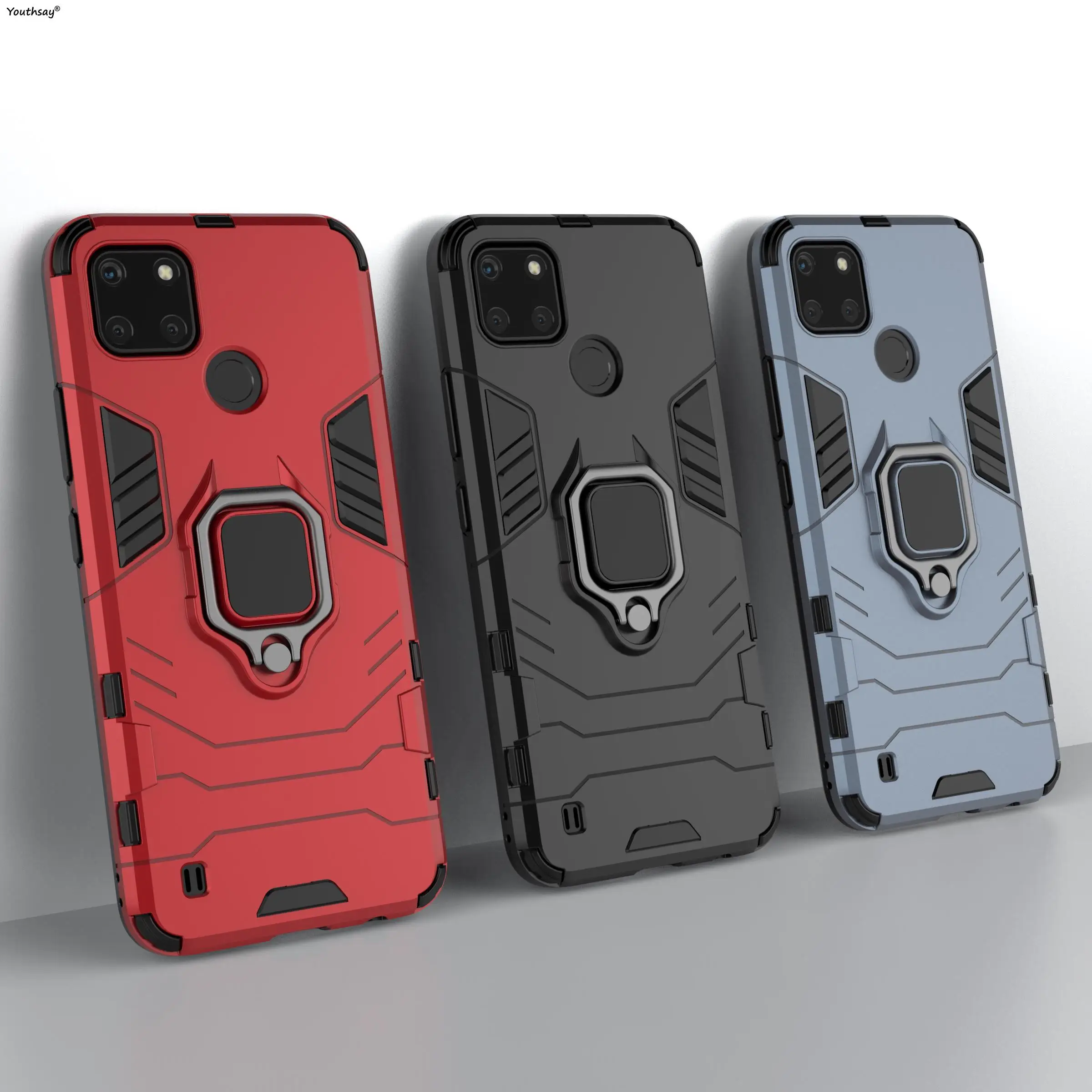 For Realme C21Y Case for Realme C21 C21Y C15 8i 8 Pro Cover Funda Shell Finger Ring PC Stand Phone Bumper For Realme C21Y