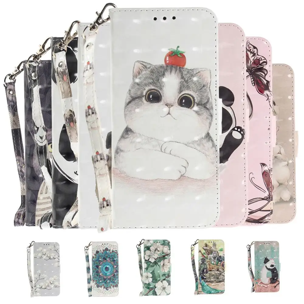 Кожаный флип чехол для телефона Xiaomi Redmi Note8T 8 8A 7 7A 6 6A CC9 9T A3 Note10 F1 3D Painte держатель