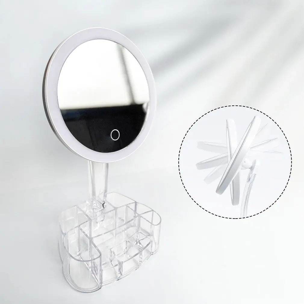 

LED Light With Storage Vanity Mirror Desktop Portable Travel Makeup Light Desktop Detachable Makeup Light
