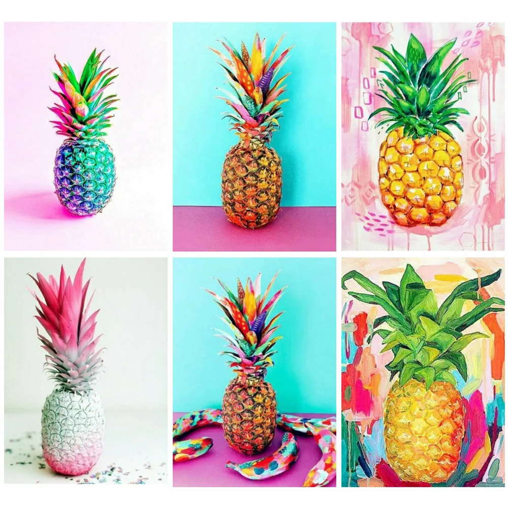 

Huacan алмазная вышивка полная выкладка фрукты картина стразами мозайка ананас картины на стену декор для дома