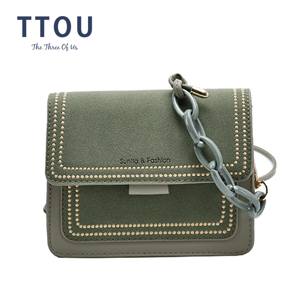 Маленькая замшевая женская сумка мессенджер в стиле пэчворк с цепочкой осенняя