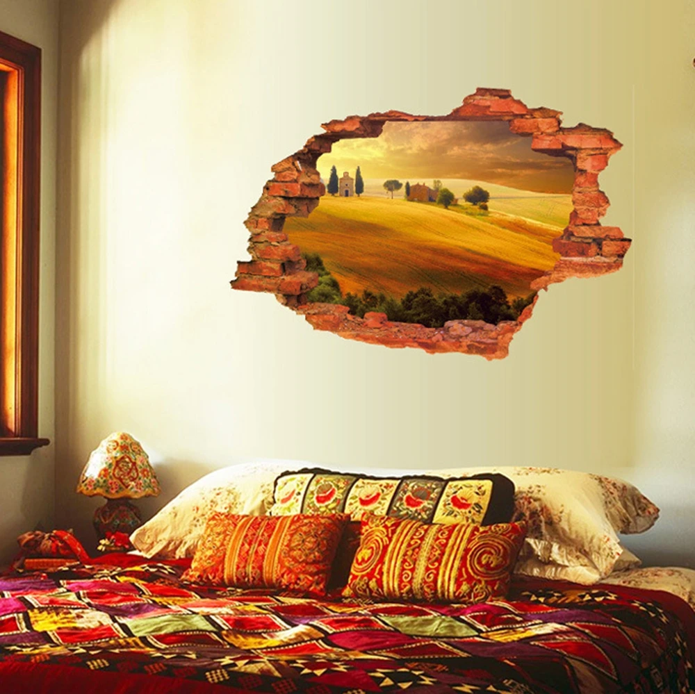 Винтажные 3D наклейки на стены кирпичные декорации закаты пляж пейзаж остров