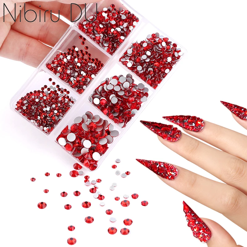 

Red Rhinestones Valentines Nail Art 2022 Christmas Party Decor For Nails Design Gold White Glass Crystal Nail Decorations