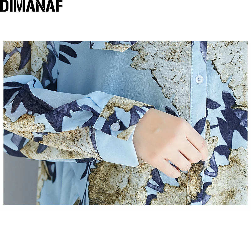 Женская блузка с длинным рукавом DIMANAF свободная повседневная Пляжная рубашка