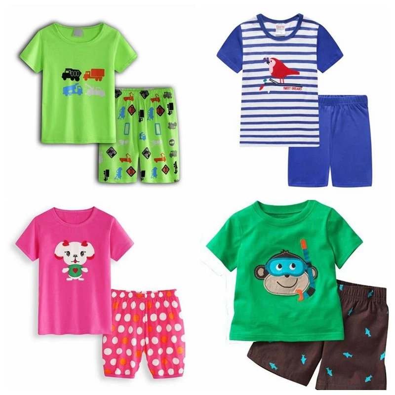 

Новый детский хлопковый комплект одежды, ночная одежда для маленьких девочек, детская пижама, летняя одежда для сна для маленьких мальчиков...