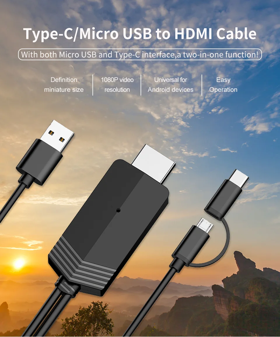 Кабель type-C к HDMI с экраном для подключения телефона ТВ дисплей Micro USB к HDMI 1080P full HD Поддержка для Google Home& хром