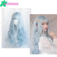 light blue harajuku headwear adult girls curly kawaii fringe bangs heat resistant cosplay accessories