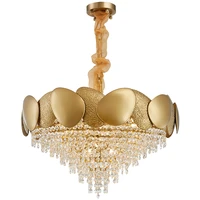 modern crystal beaded chandeliers designer golden luxury villa lobby dining room stainless steel lighting fixture drop shipping