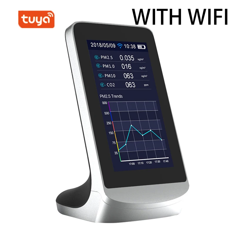 

DM72 WIFI CO2 внутренний многофункциональный детектор воздуха TVOC монитор качества газа Co2 измеритель углекислого газа USB анализатор Измеритель с...