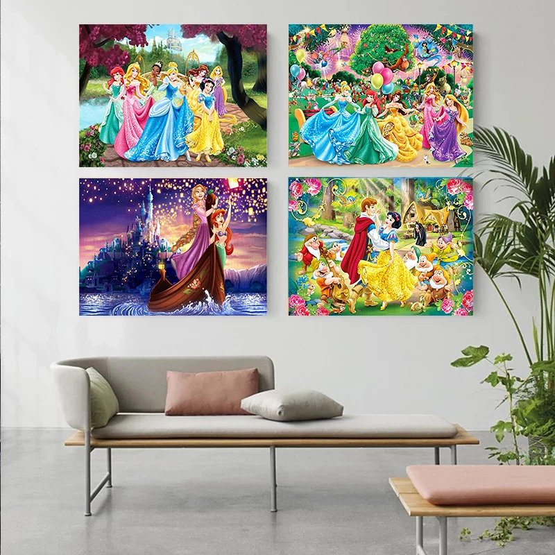 

Disney Princess Canvas Paintings Snow White Mermaid Posters and Prints Wall Art Pictures for Living Grils Room Home Decoration