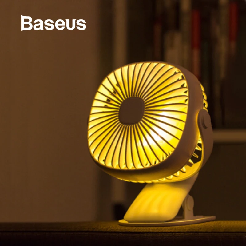 Baseus мини USB Перезаряжаемый вентилятор с воздушным охлаждением, настольный вентилятор с зажимом, двойной вентилятор для дома, студенческого общежития, прикроватный портативный Настольный вентилятор для офиса