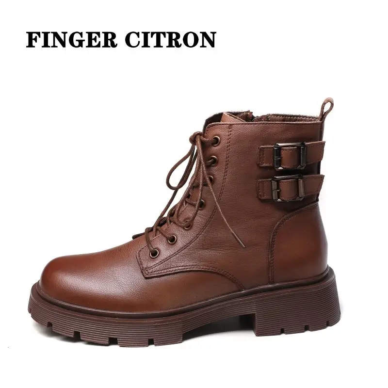 

Finger Citron Women Chelsea Anckle Boots Genuine Cow Leather For Spring Autumn And Winter Rubber Outsole By Handmade Size 35--40