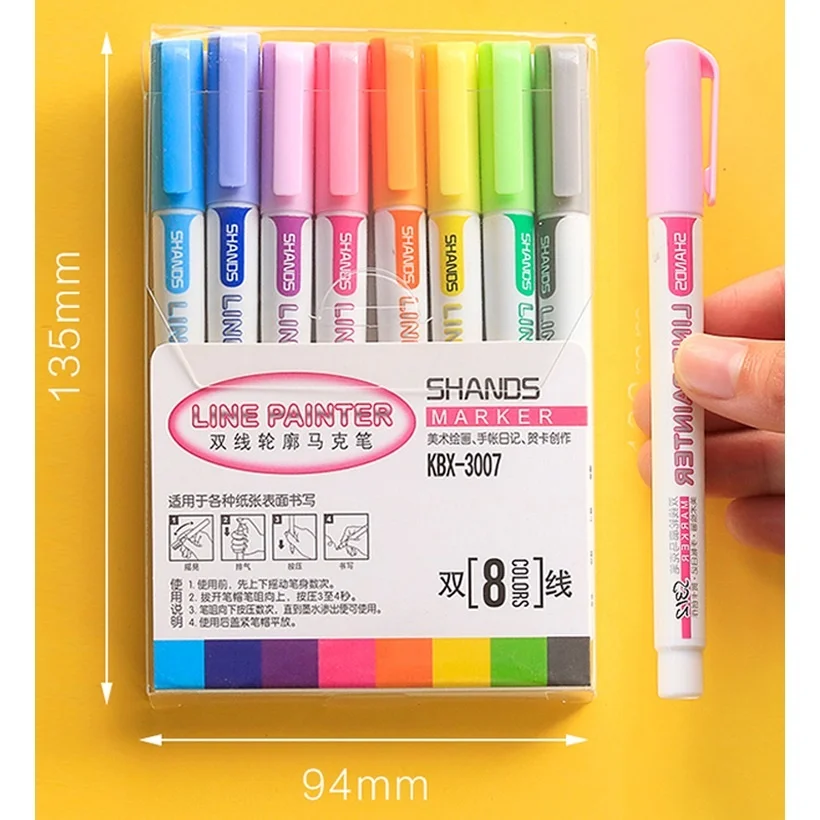 

8 different Glitter Color Line Painter Pen Set Art Marker Liner for Drawing Painting Calligraphy Journal Diary Album School F095