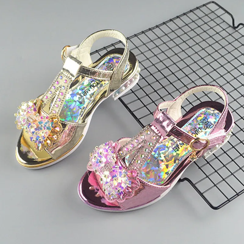 

kids sandals shoes for girls summer shoes children flash princess shoes party sandals fashion bright leather performance shoes