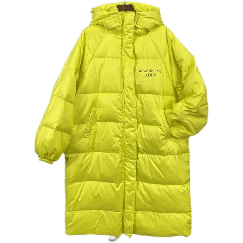 New Thick Down Jacket Women's Long Overcoat Parka 2021 Winter Loose Hooded White Duck Down Coat Female Warm Casual Jackets s1243