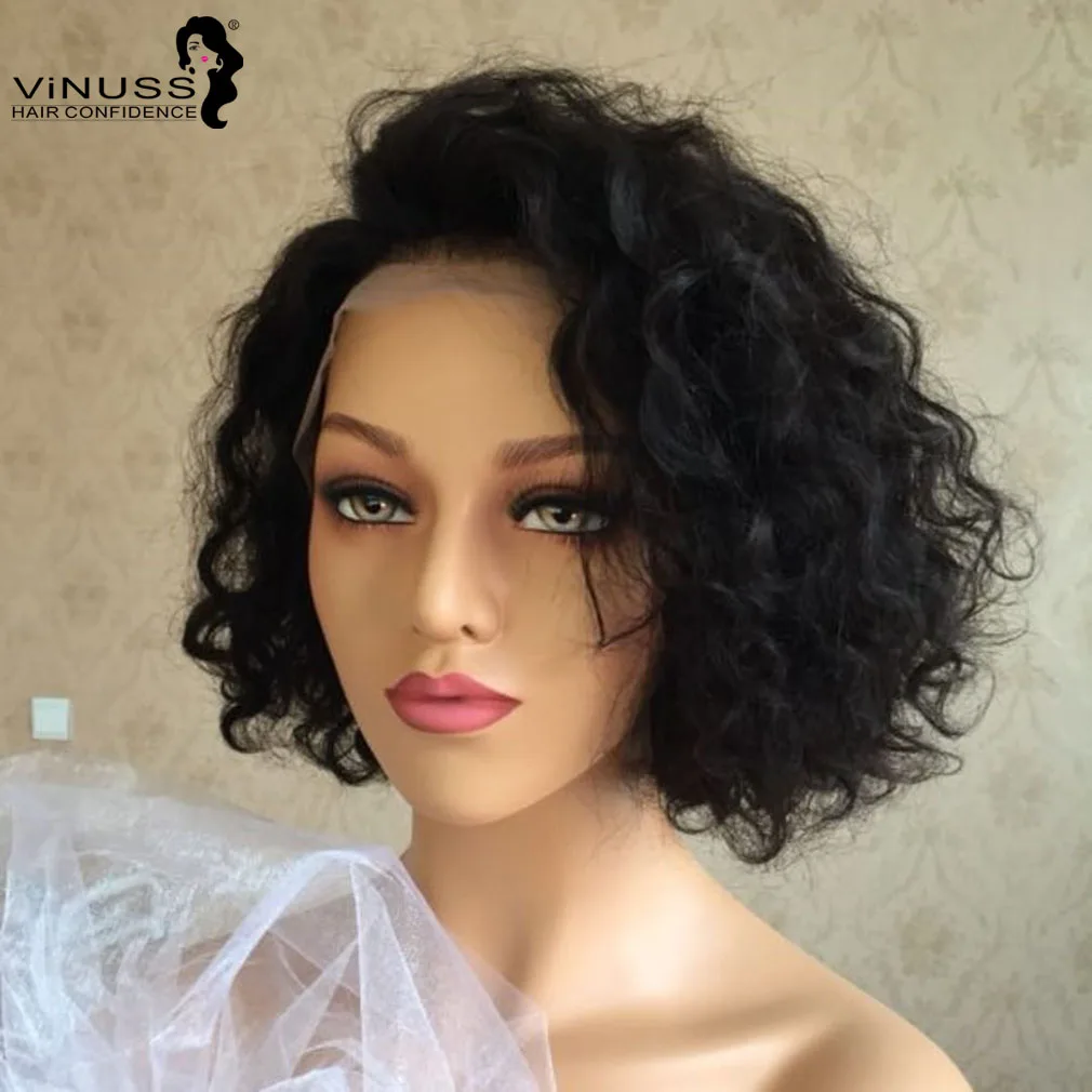 Новый стиль короткий кудрявый боб парик 13*6 кружевные передние человеческие