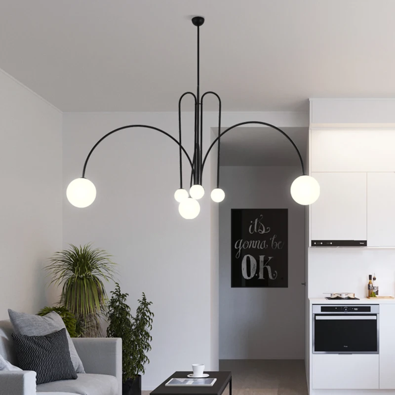 Nordic Minimalist Designer Line Chandelier Living Room Coffee Shop Hanglamp Loft Decor Luminaire Suspendu Hanging Light Fixture | Освещение